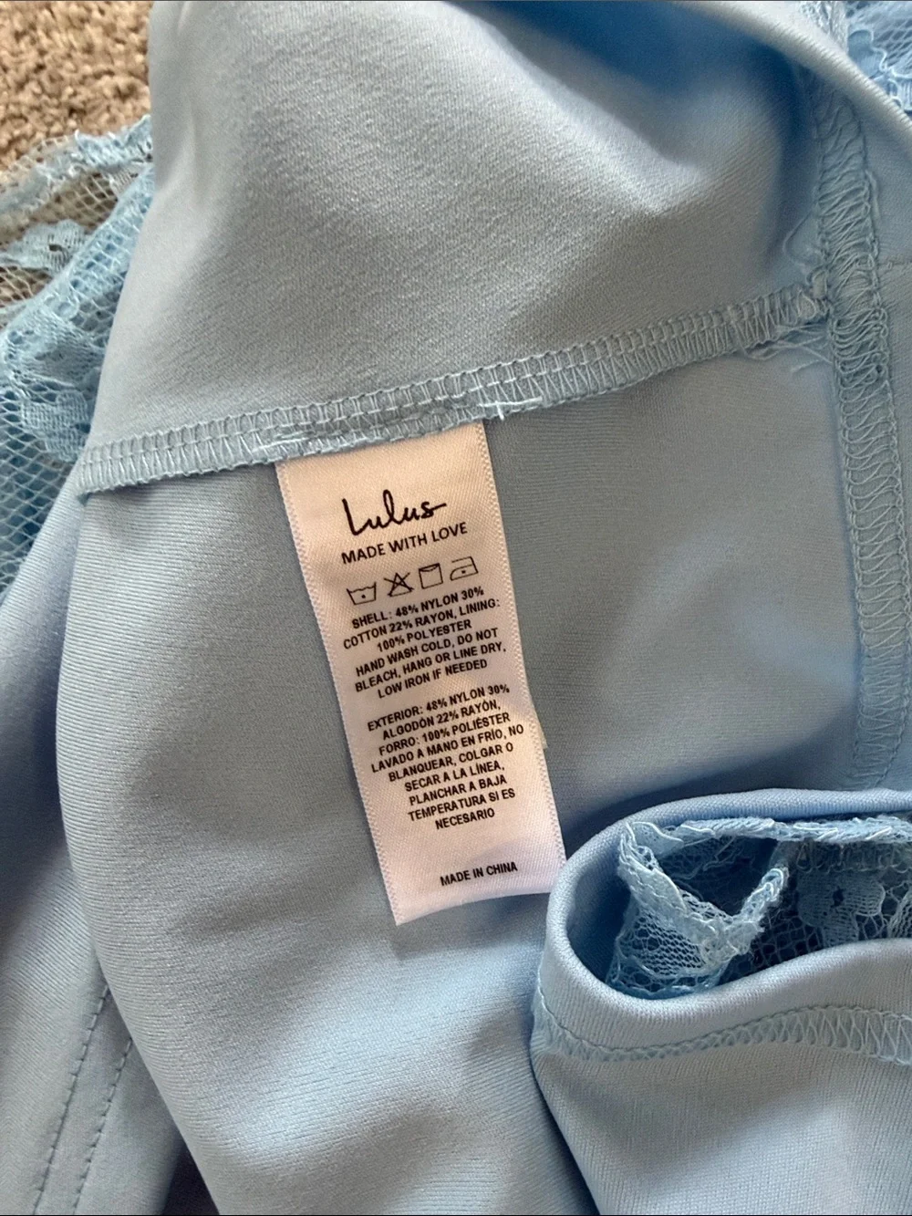 NWT Lulus Strapless Light Blue Lace Tiered Mini Dress XL - Picture 9 of 10